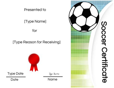 soccer participation certificate template